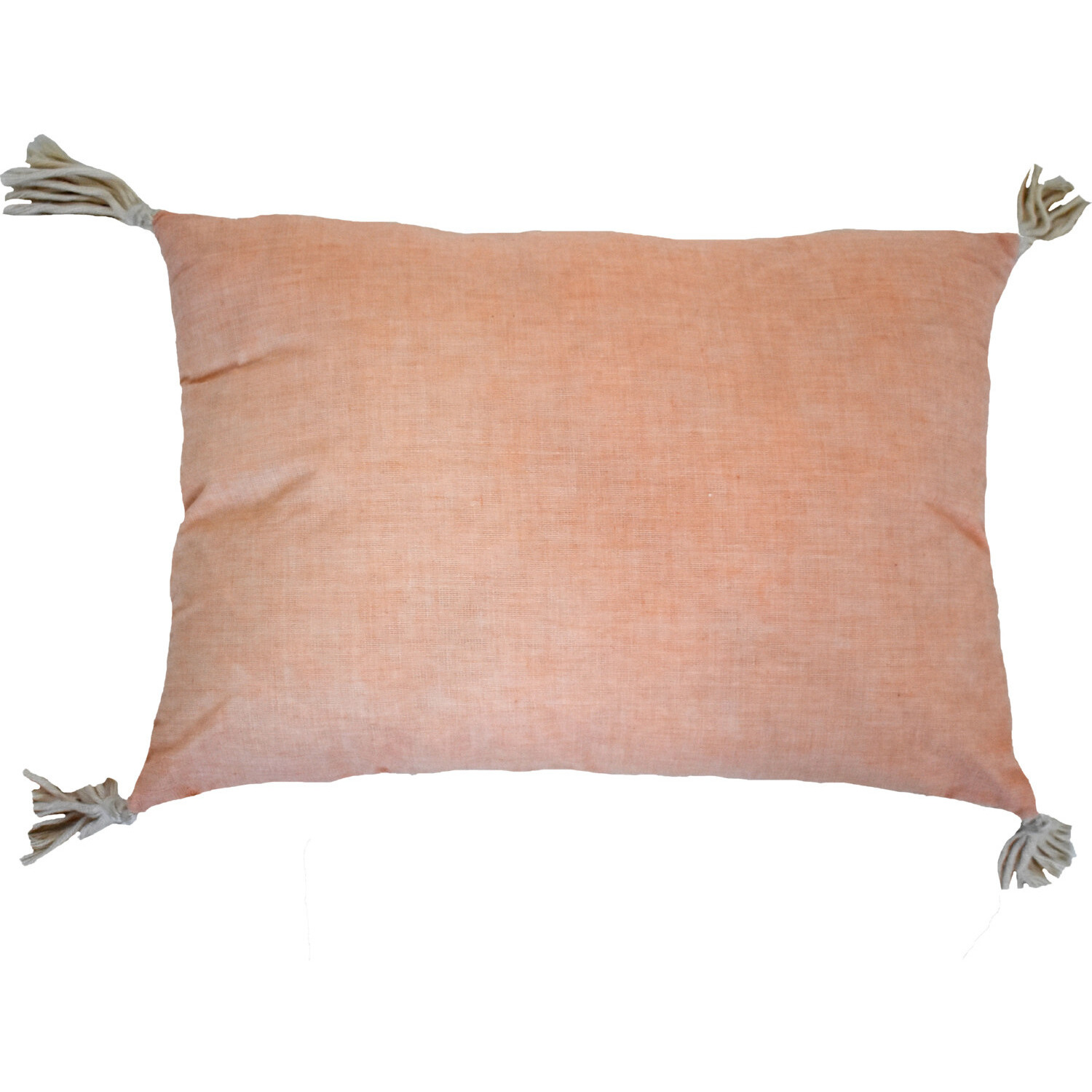 13"" X 18"" Peach And White Ogee Zippered Polyester And Cotton Blend Throw Pillow With Tassels
