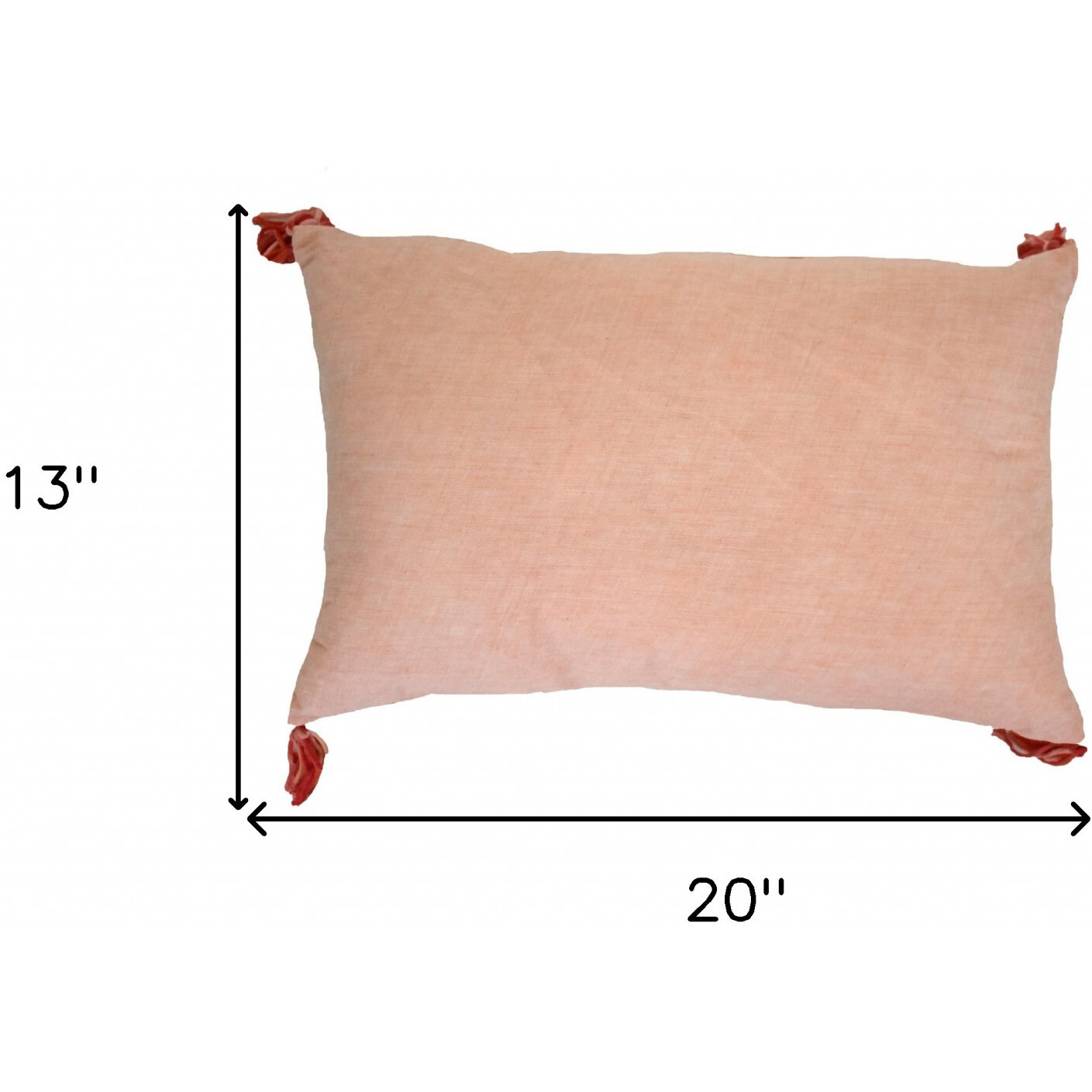 13"" X 20"" Coral Geometric Zippered Polyester Throw Pillow With Tassels