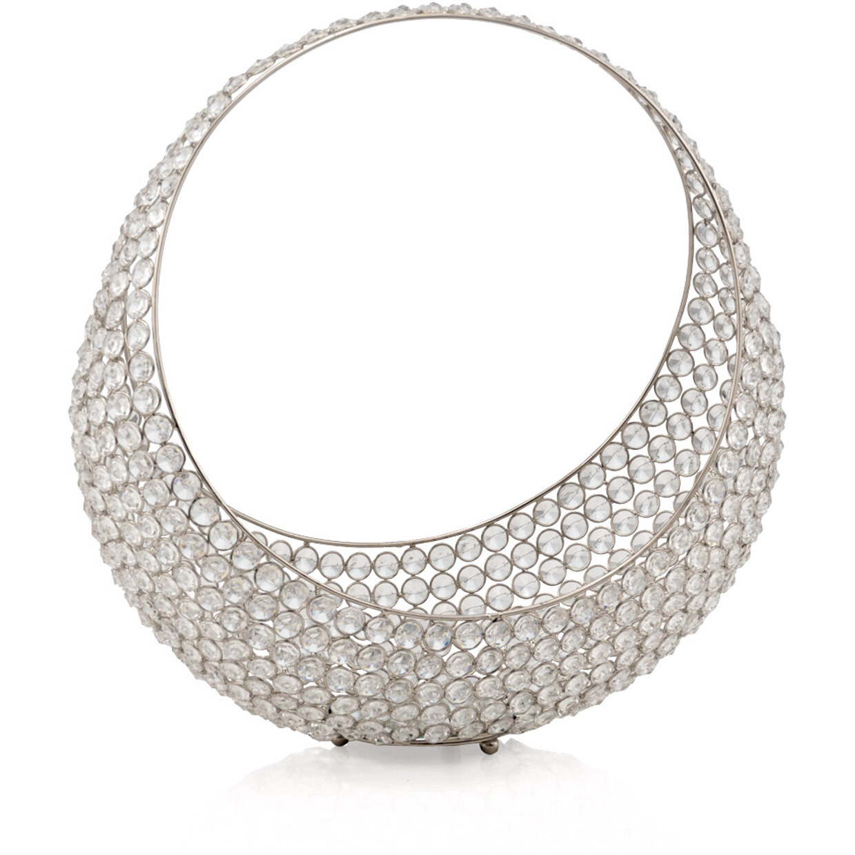 16"" Silver And Faux Crystal Bling Ring Basket