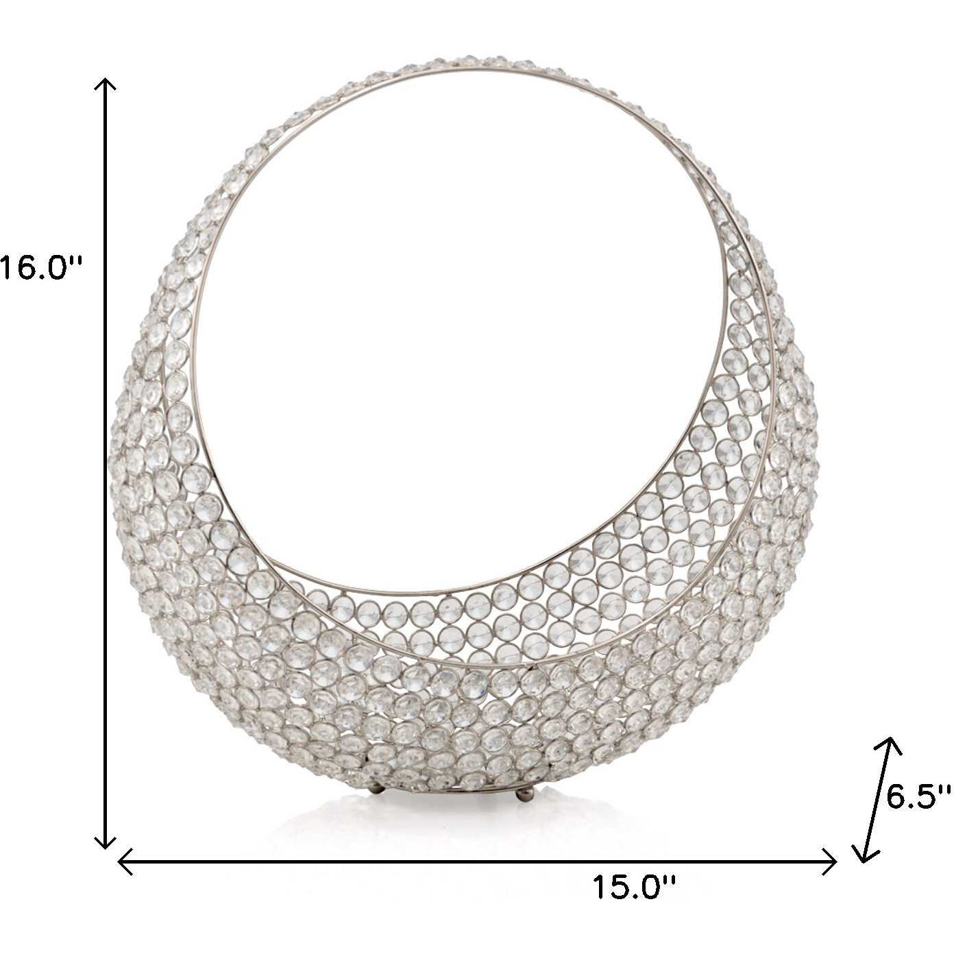 16"" Silver And Faux Crystal Bling Ring Basket