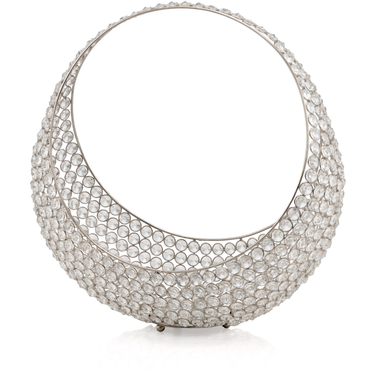 16"" Silver And Faux Crystal Bling Ring Basket