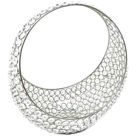 13"" Silver And Faux Crystal Bling Ring Basket