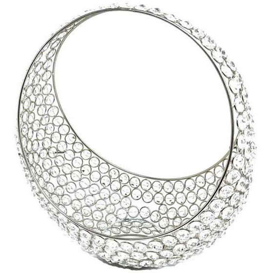 13"" Silver And Faux Crystal Bling Ring Basket