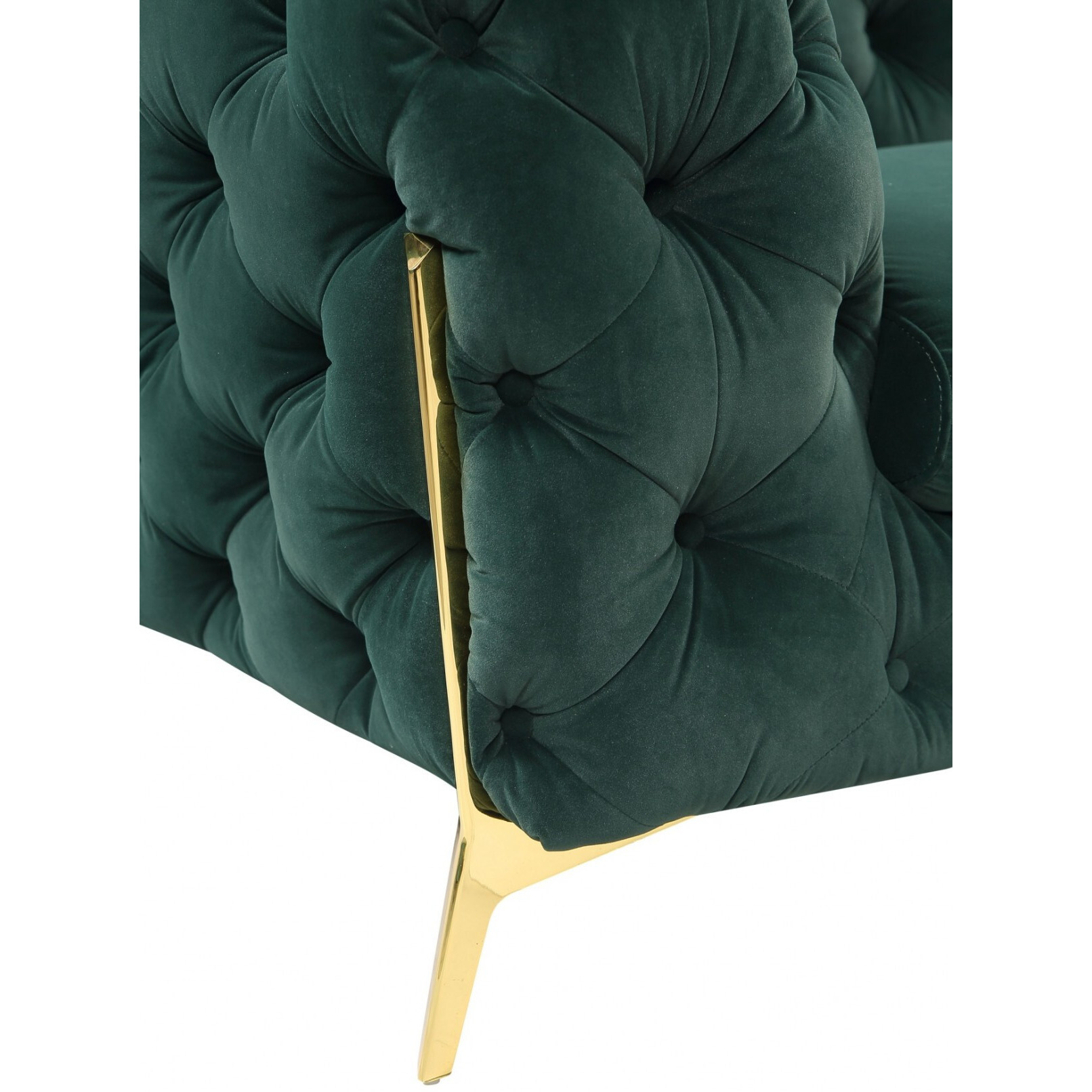 Glam 74"" Green Velvet And Gold Loveseat