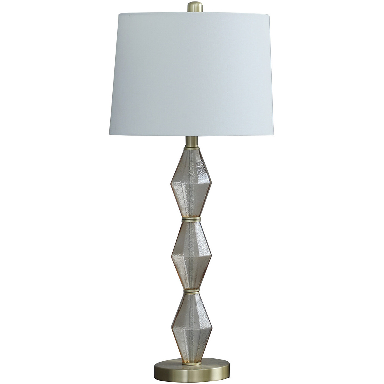 30"" Brushed Gold Geo Glass Table Lamp With Shade