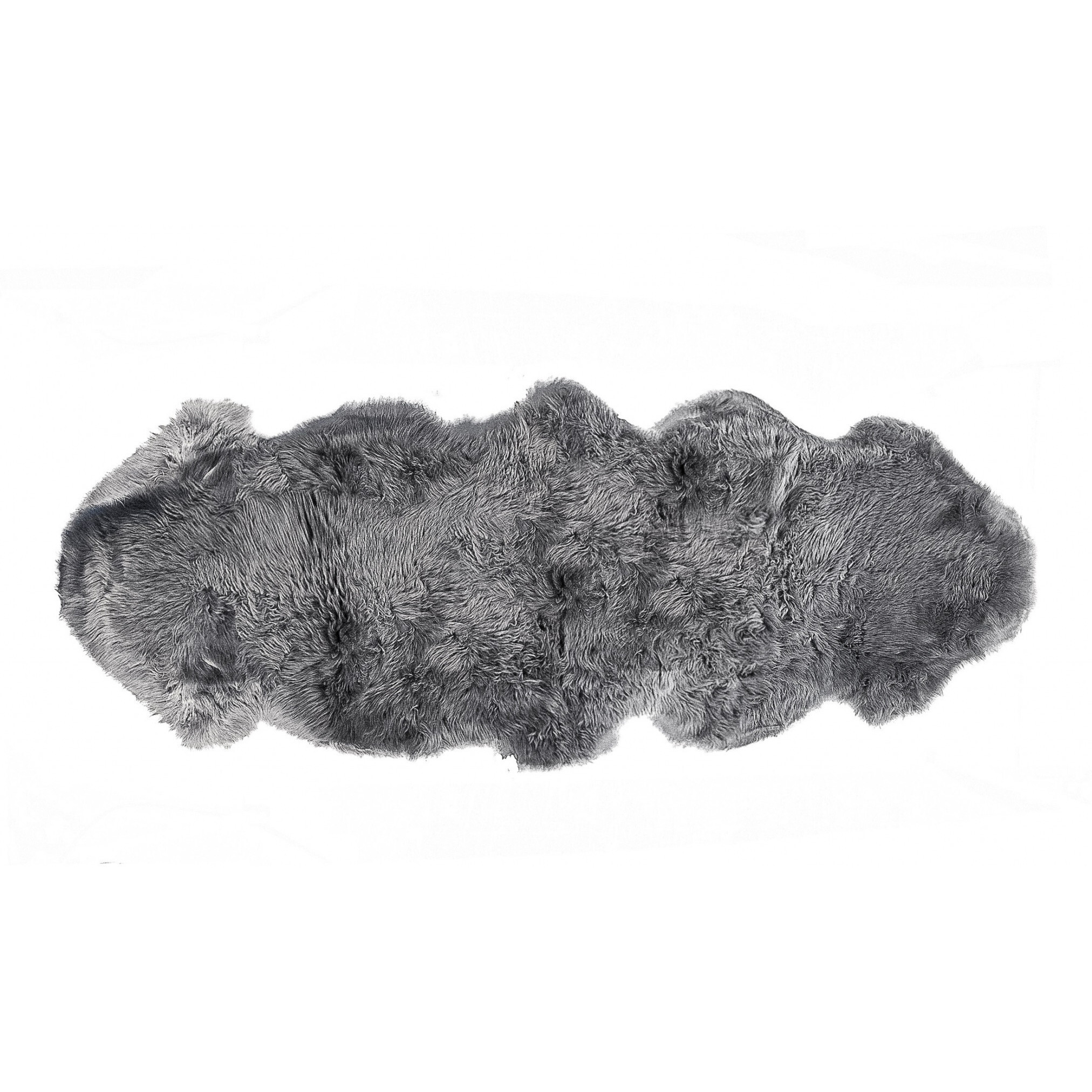 2' X 6' Dark Gray New Zealand Lambs Wool Handmade Area Rug