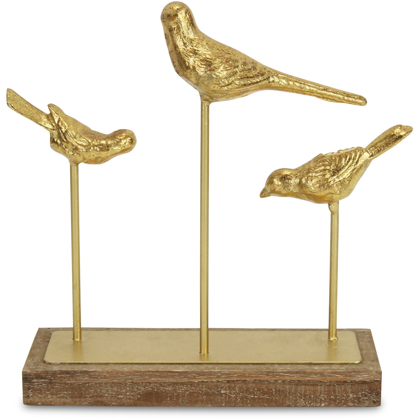 12"" Gold Metal Bird Hand Painted Sculpture
