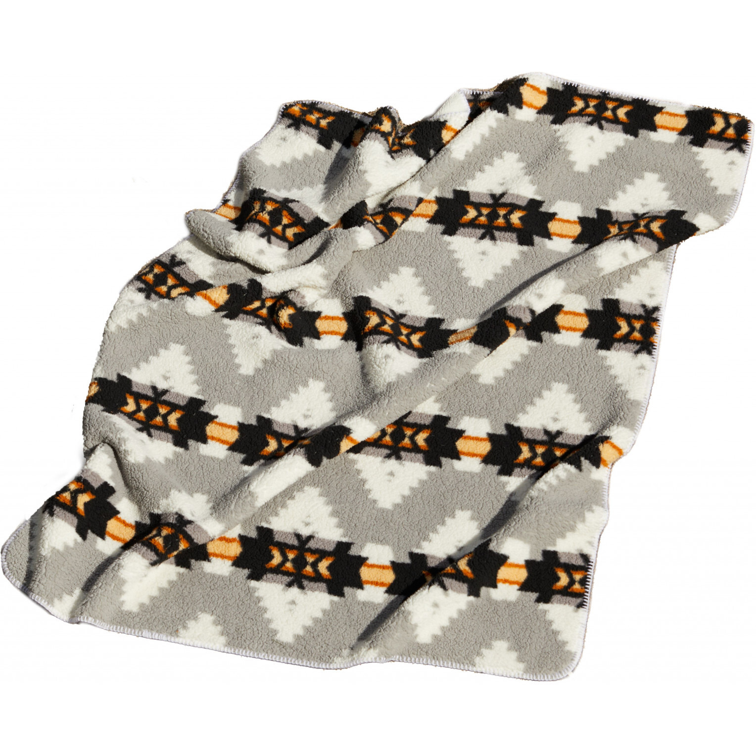Aztec Grey Faux Sherpa Polyester Reversible Throw