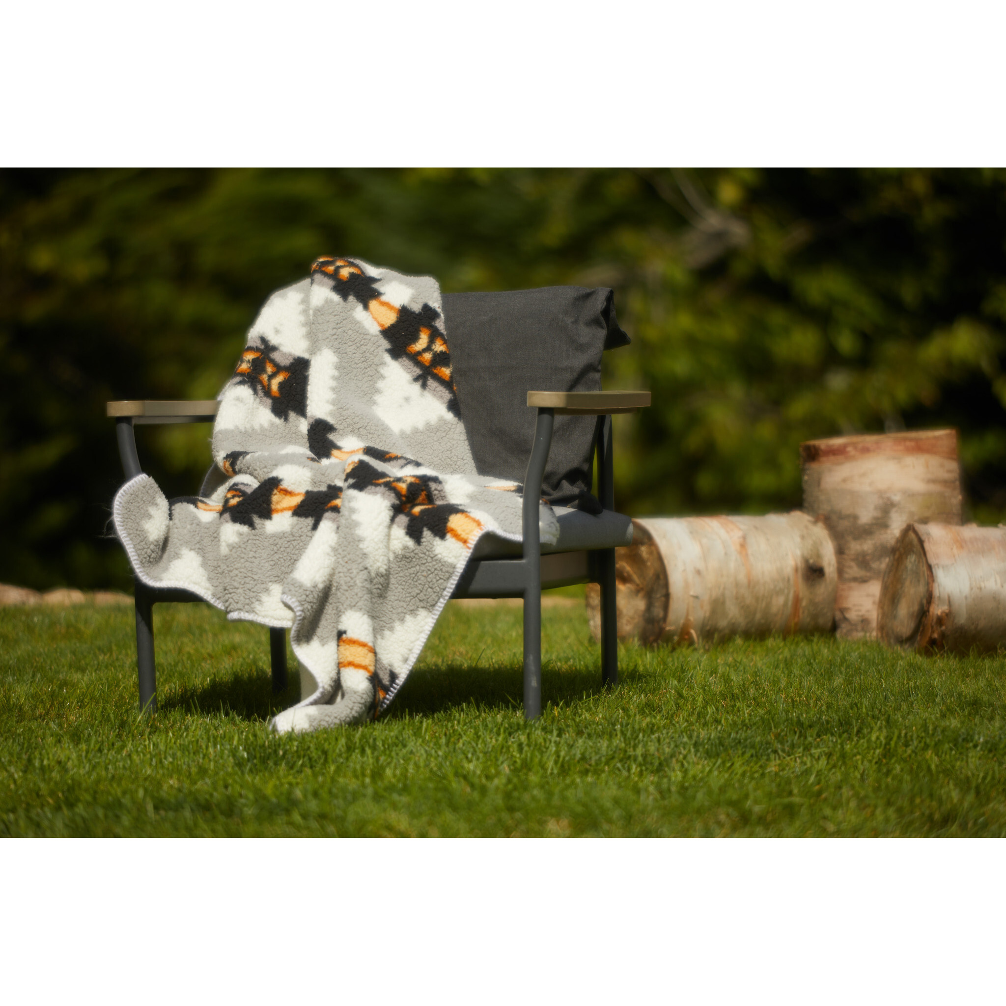 Aztec Grey Faux Sherpa Polyester Reversible Throw