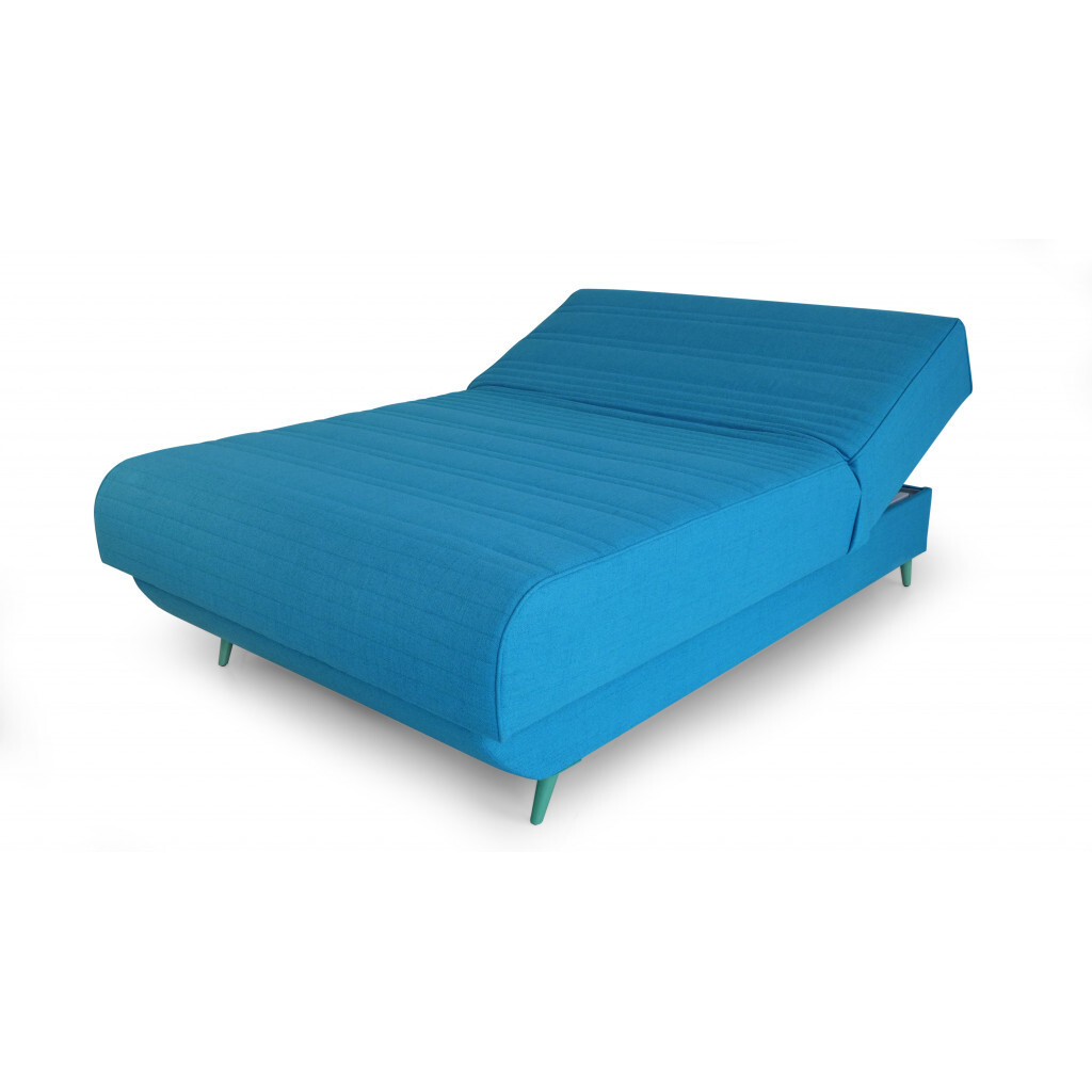 Full Adjustable Turquoise Upholstered 100% Polyesterno Bed With Mattress