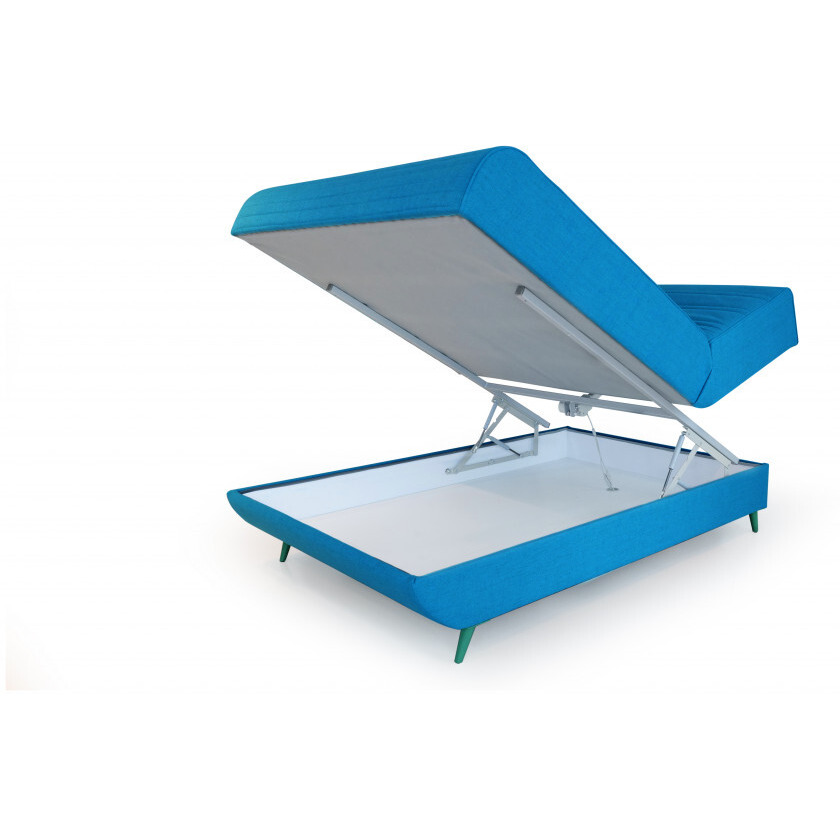 Full Adjustable Turquoise Upholstered 100% Polyesterno Bed With Mattress