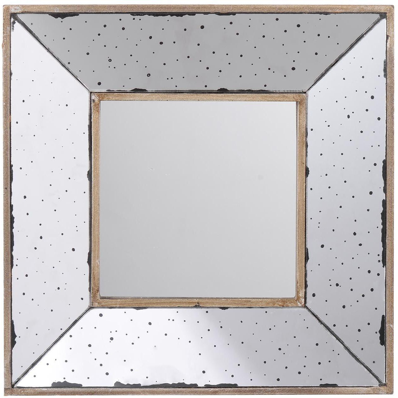 12"" Square Wall Mounted Vintage Style Glass Frame Accent Mirror