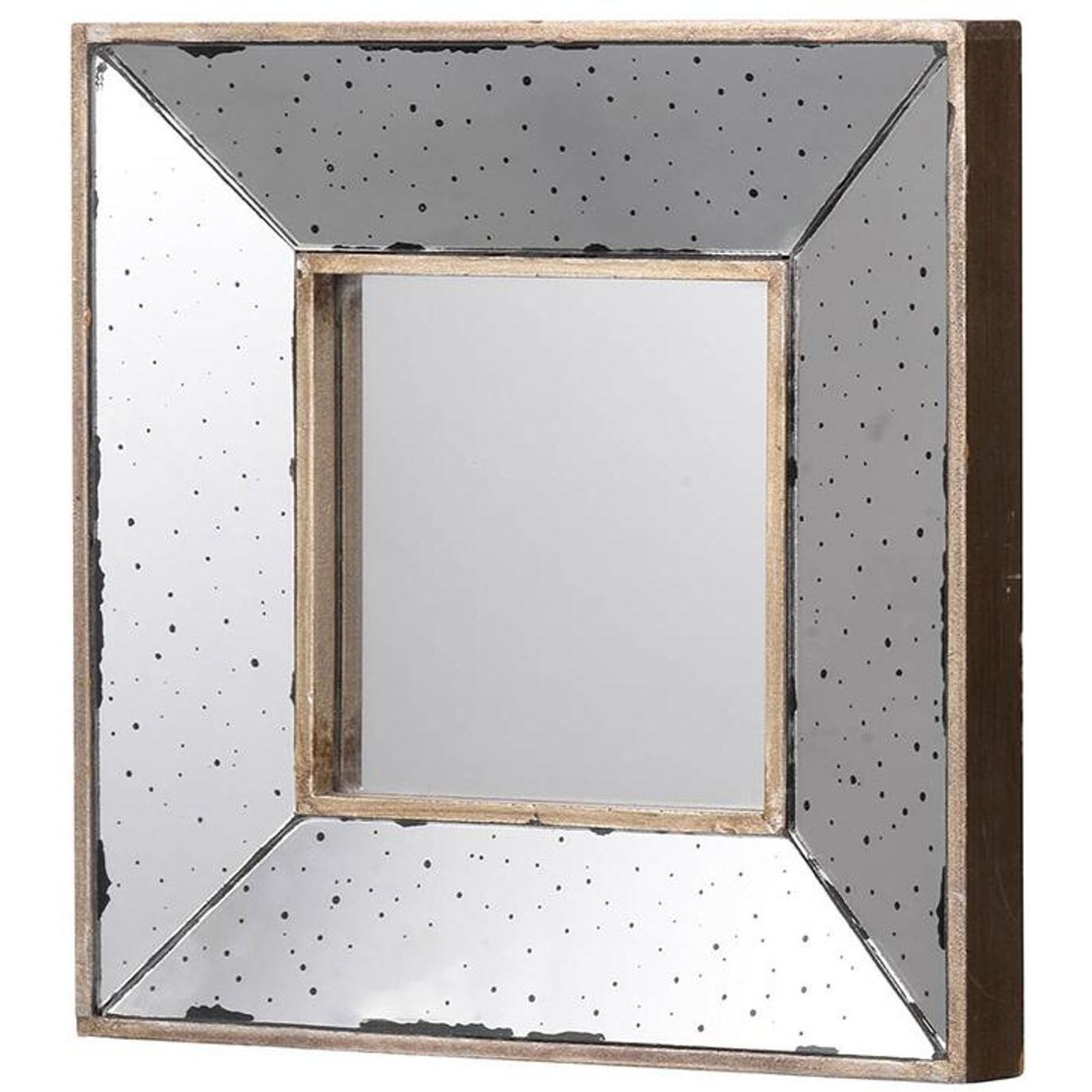 12"" Square Wall Mounted Vintage Style Glass Frame Accent Mirror