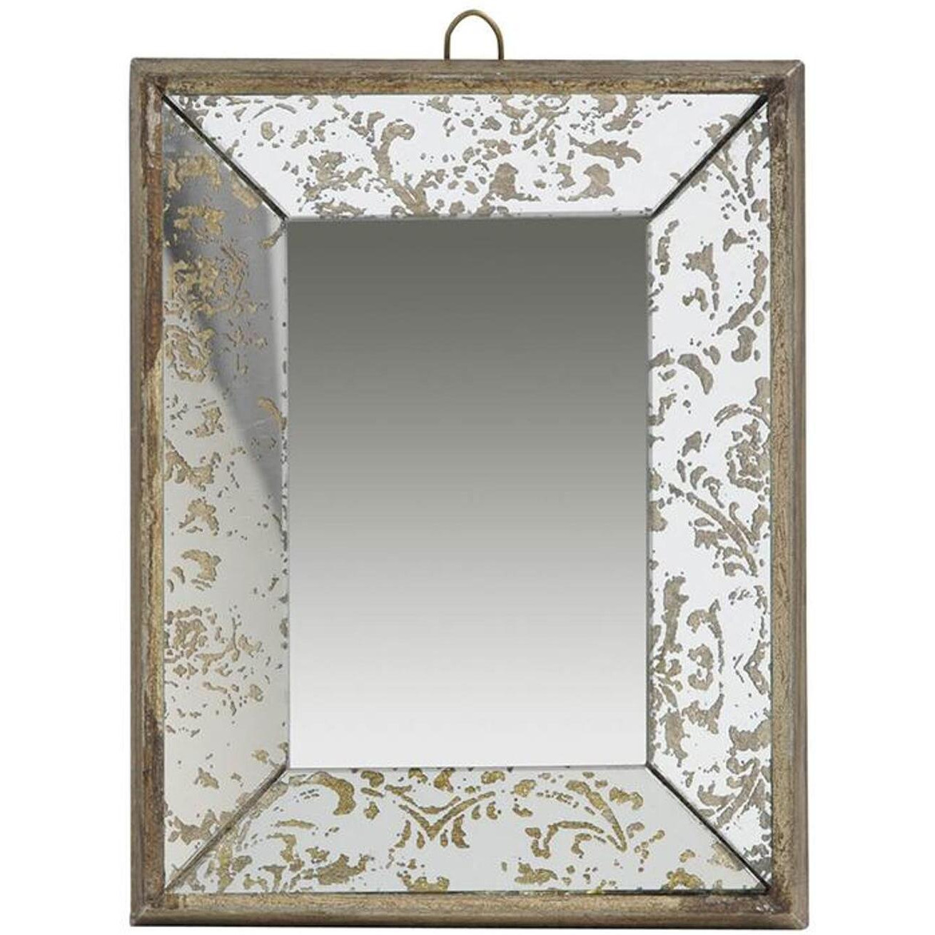12"" Rectangle Wall Mounted Vintage Style Glass Frame Accent Mirror