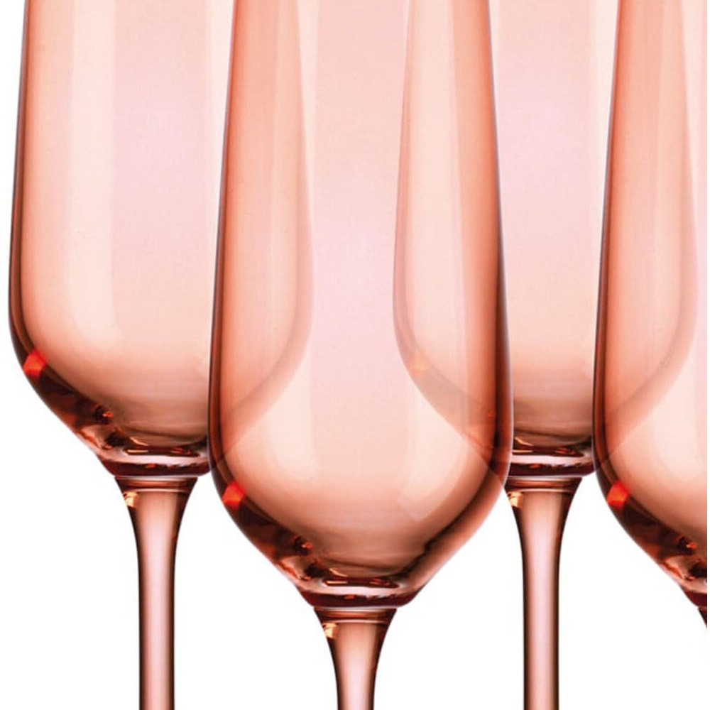 Set Of Four Translucent Blush Champagne Flutes