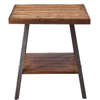 23"" Sandy Black And Weathered Oak Manufactured Wood Rectangular End Table With Shelf
