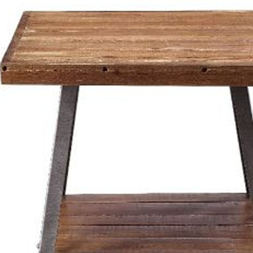 23"" Sandy Black And Weathered Oak Manufactured Wood Rectangular End Table With Shelf