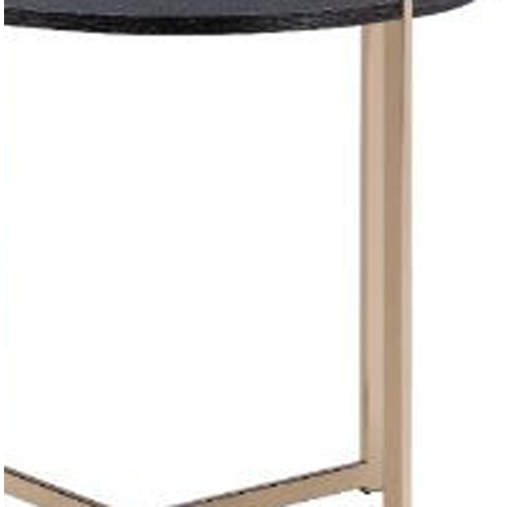 24"" Champagne And Black Manufactured Wood And Metal Round End Table