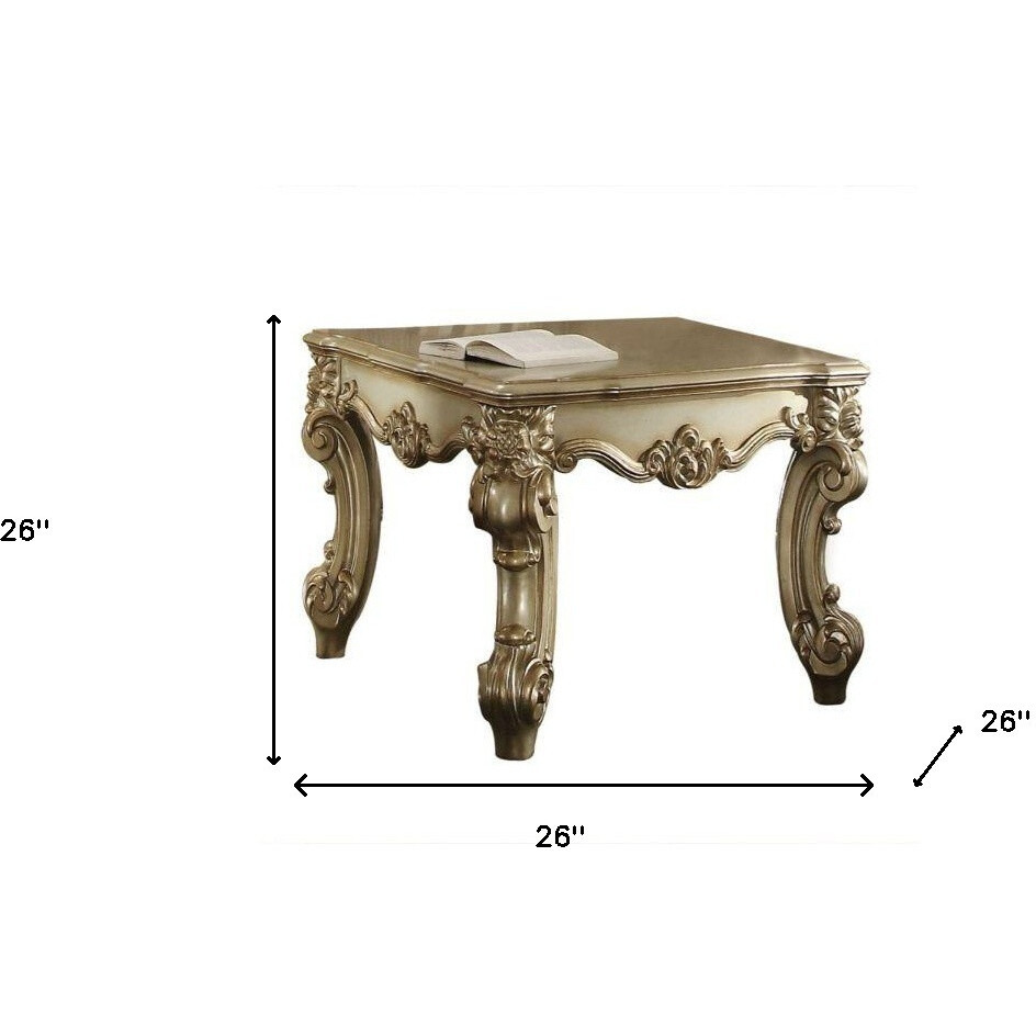 26"" Gold Patina Manufactured Wood Square End Table