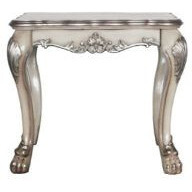 24"" Vintage Bone White Solid Wood And Polyresin Square End Table