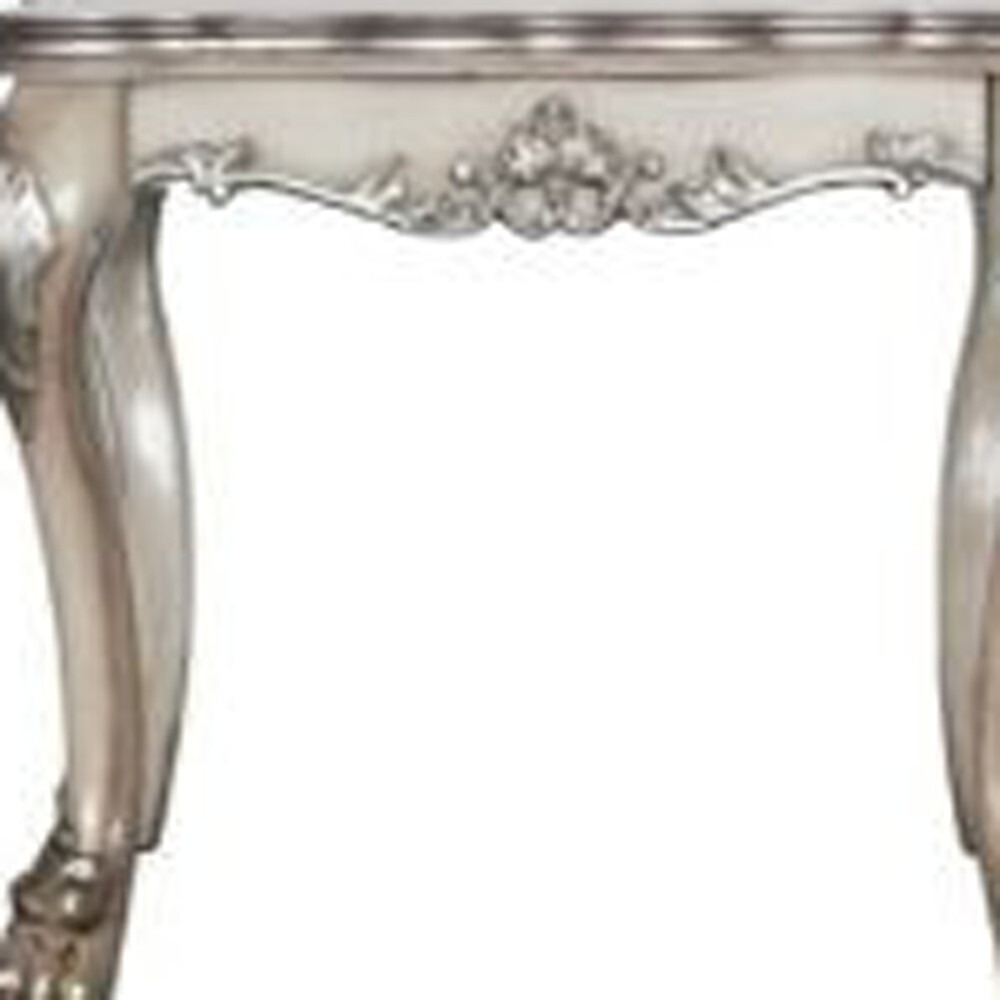 24"" Vintage Bone White Solid Wood And Polyresin Square End Table