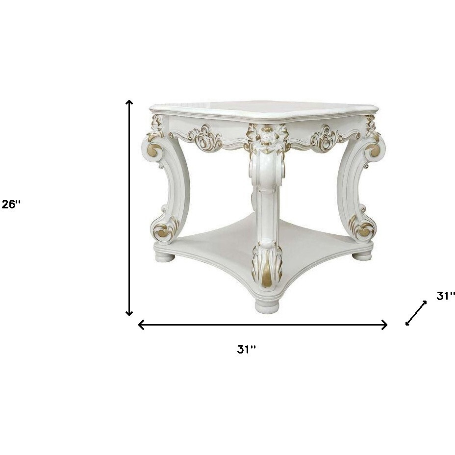 26"" Antique Pearl Manufactured Wood Square End Table