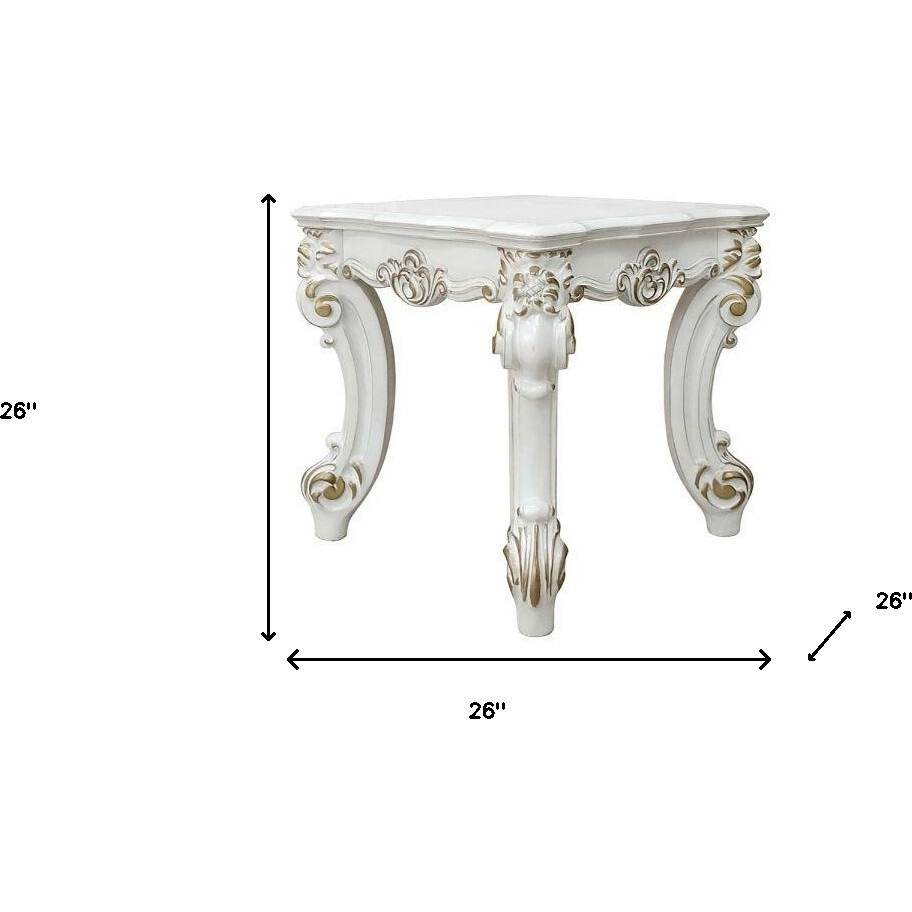 26"" Antique Pearl Manufactured Wood Square End Table