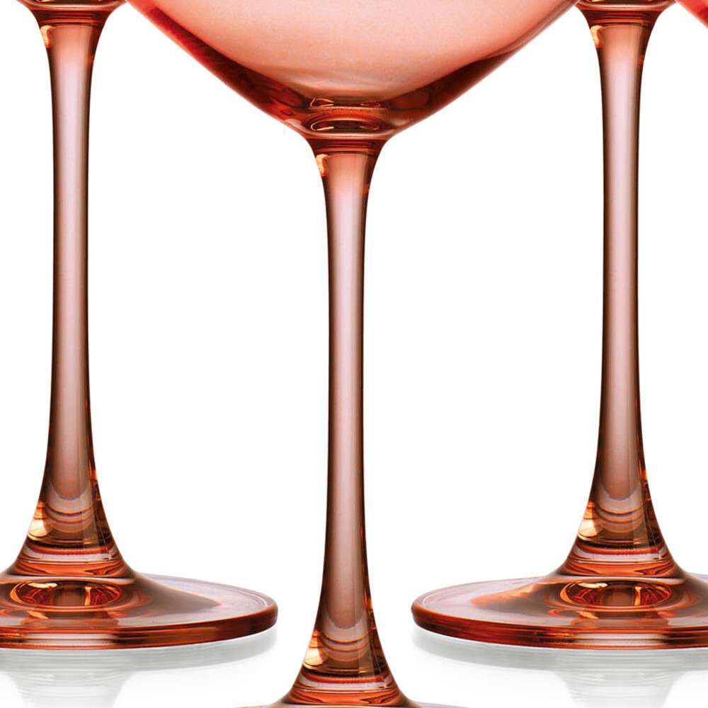 Set Of Four Translucent Blush Coral Coupe Glasses