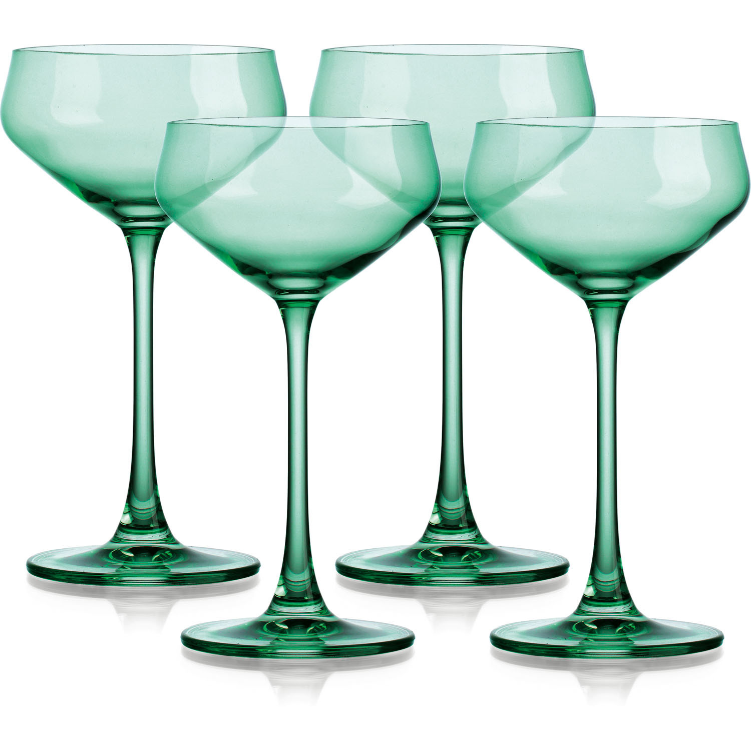 Set Of Four Translucent Pale Green Coupe Glasses