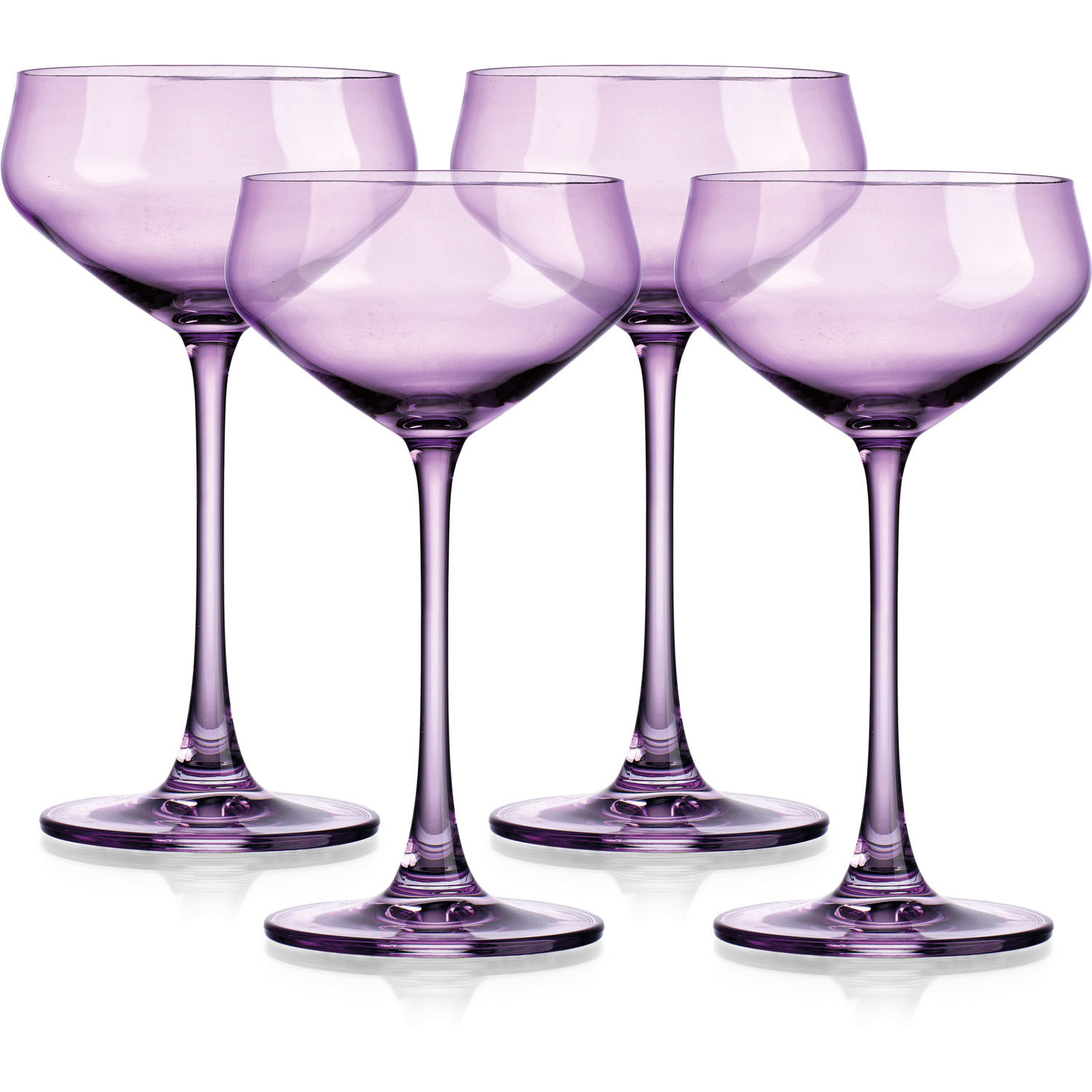 Set Of Four Translucent Purple Coupe Glasses