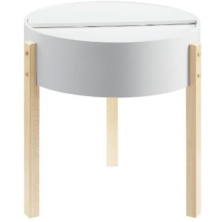 21"" Natural Brown And White Manufactured Wood And Solid Wood Round End Table