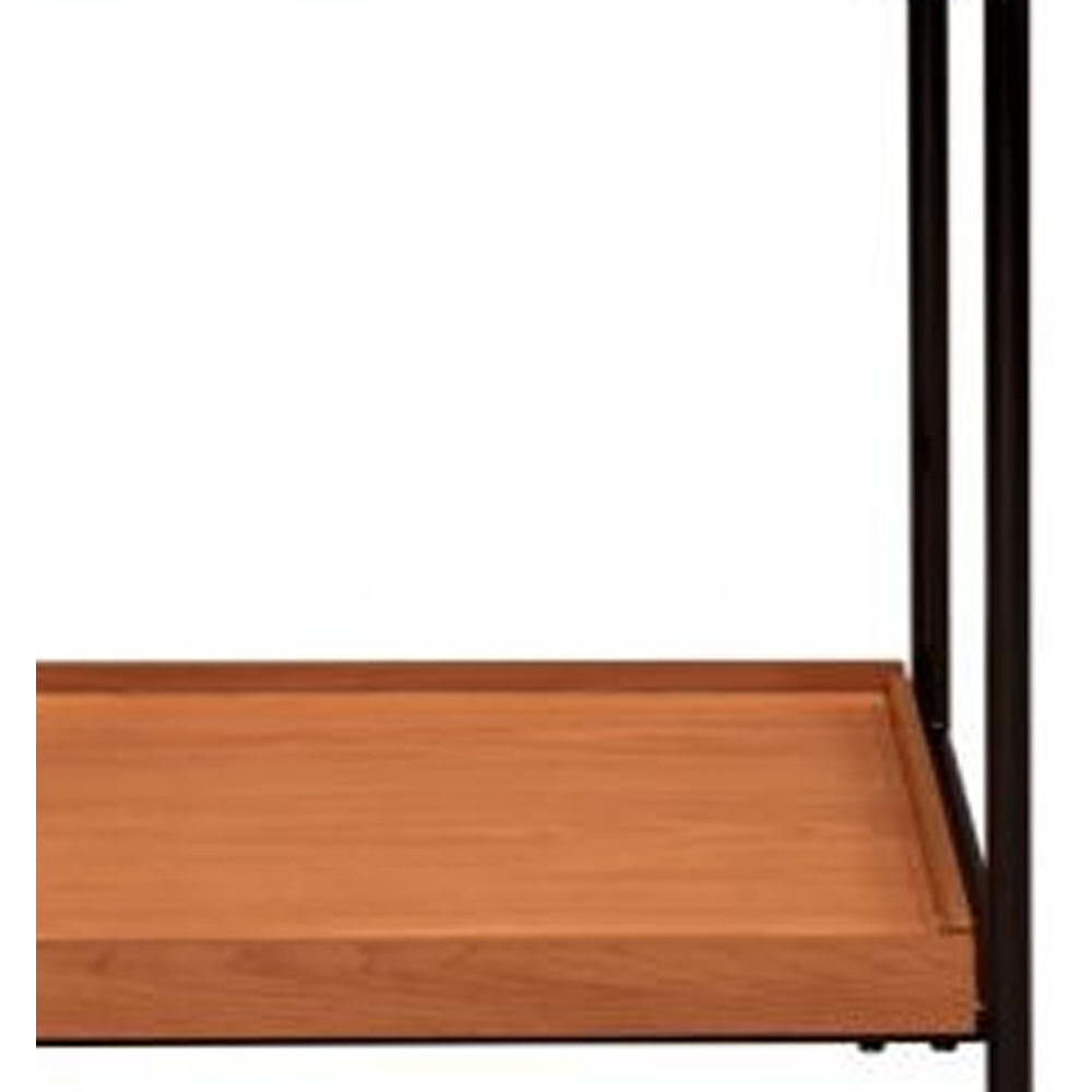 24"" Black And Honey Oak Wood And Metal Square End Table With Shelf