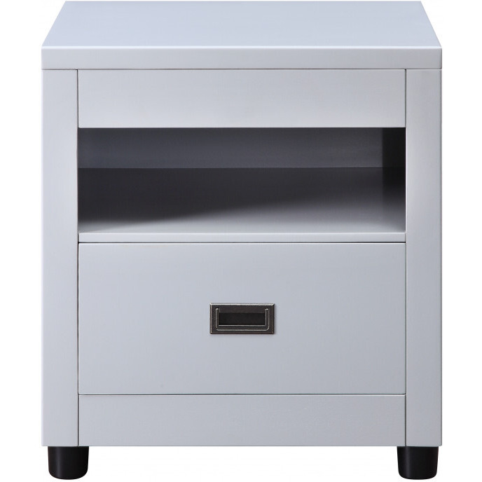 24"" Dove Gray Square End Table With Drawer And Shelf