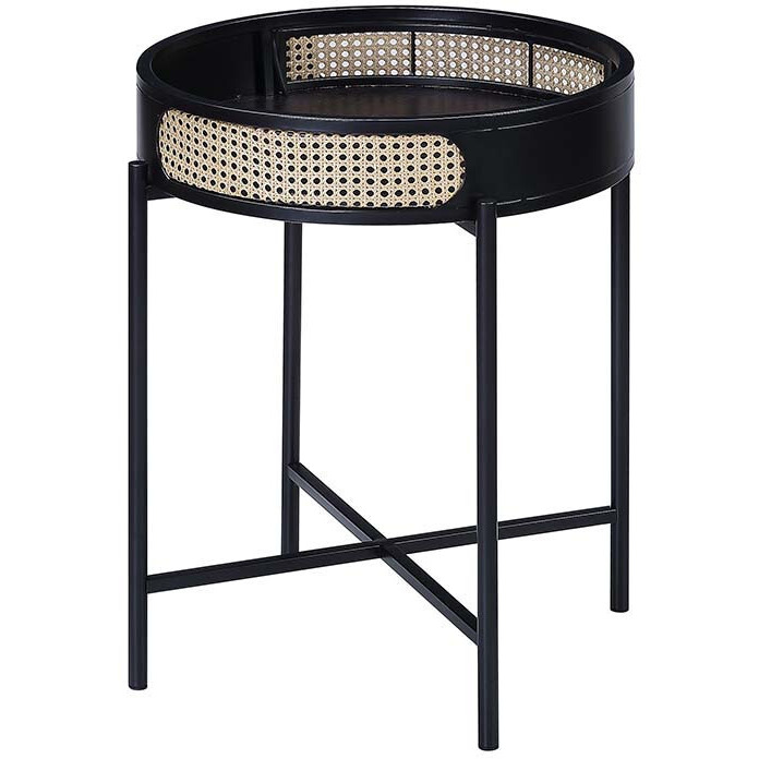 24"" Black Melamine Veneer And Manufactured Wood Round End Table