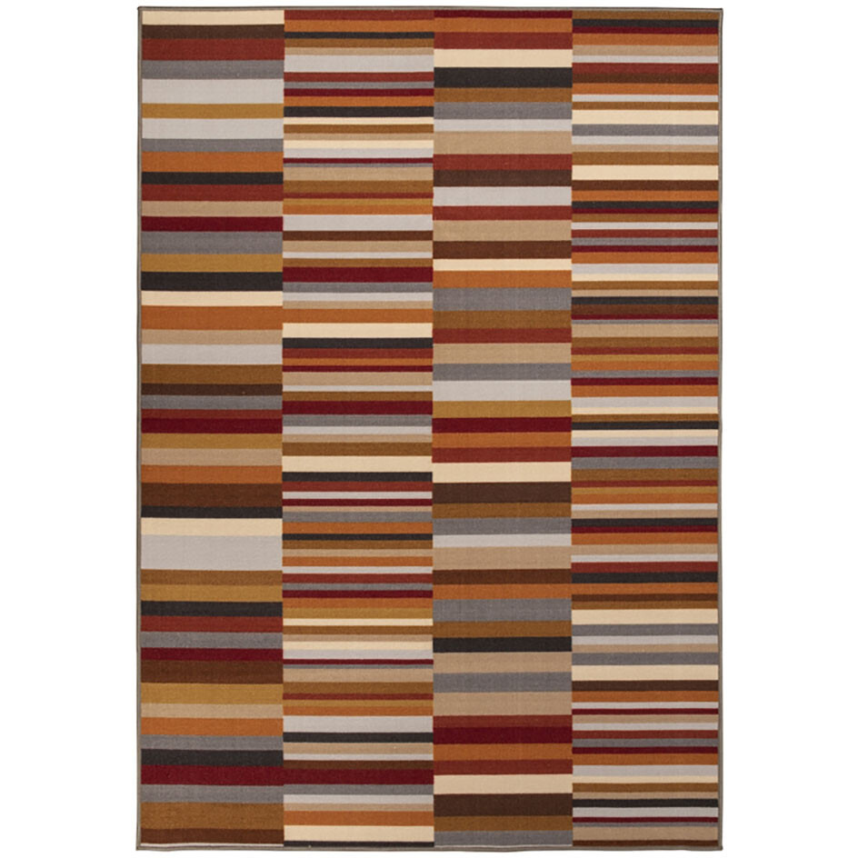 2' X 3' Taupe Striped Stain Resistant Non Skid Indoor Outdoor Area Rug