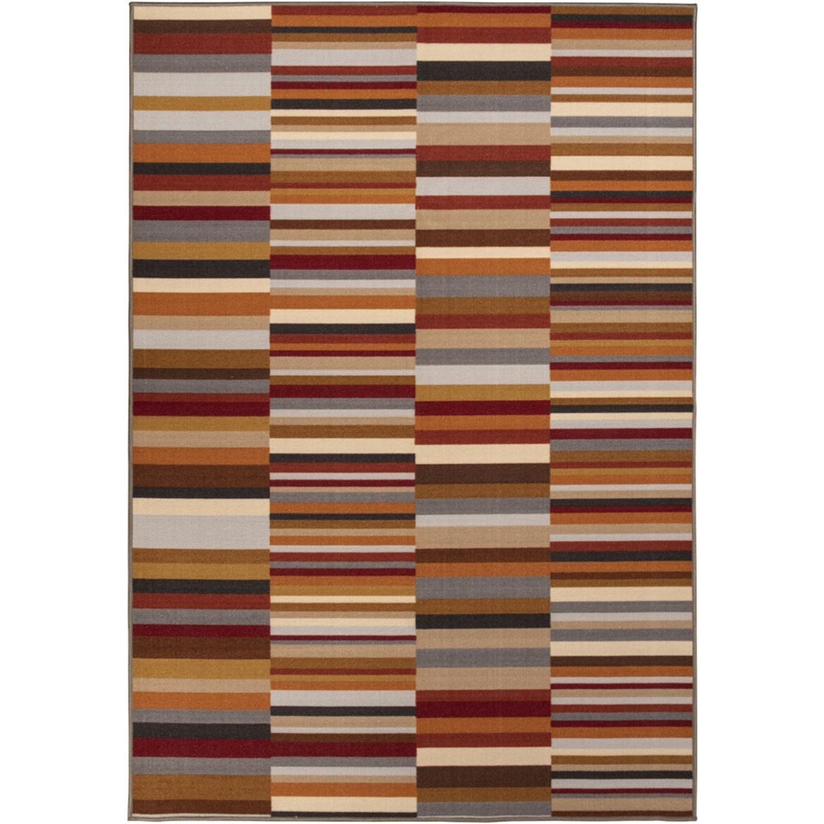 5' X 8' Taupe Striped Stain Resistant Non Skid Indoor Outdoor Area Rug