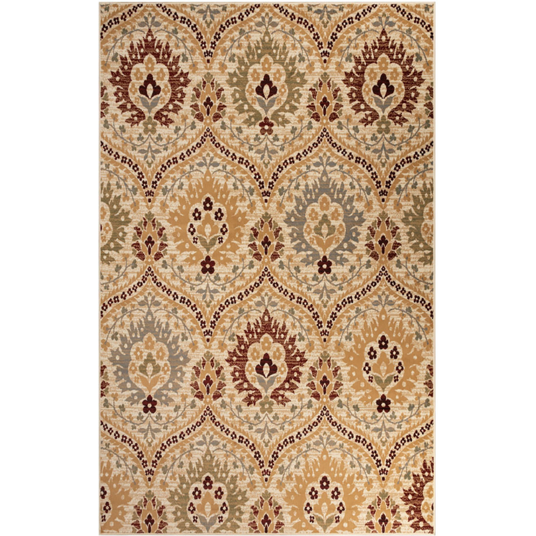 2' X 3' Camel Gray And Rust Floral Stain Resistant Area Rug