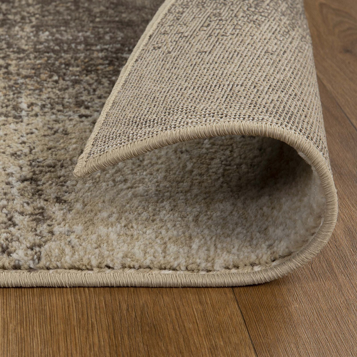 4' X 6' Beige Gray And Black Damask Distressed Stain Resistant Area Rug