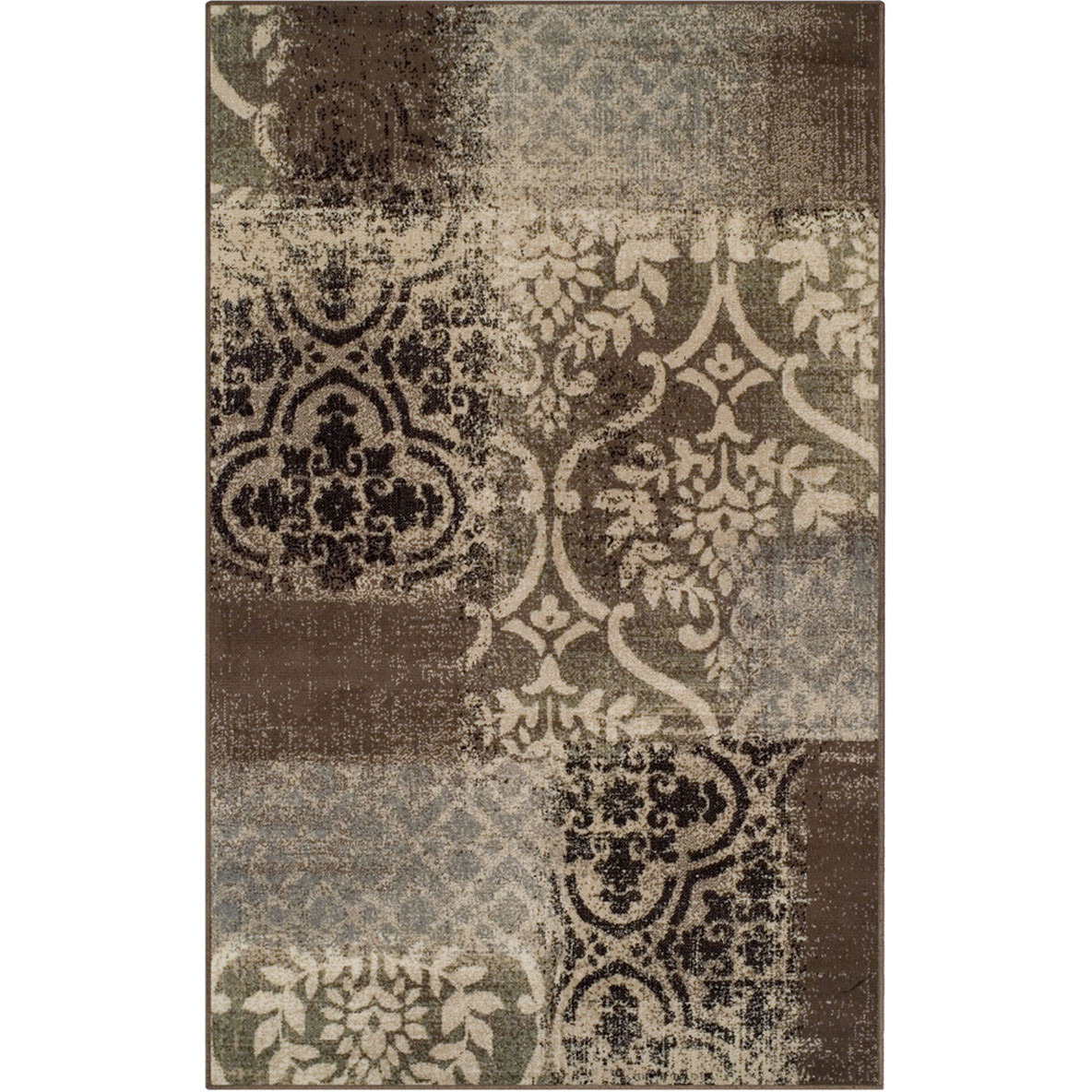 5' X 8' Ivory Light Blue Abstract Stain Resistant Area Rug
