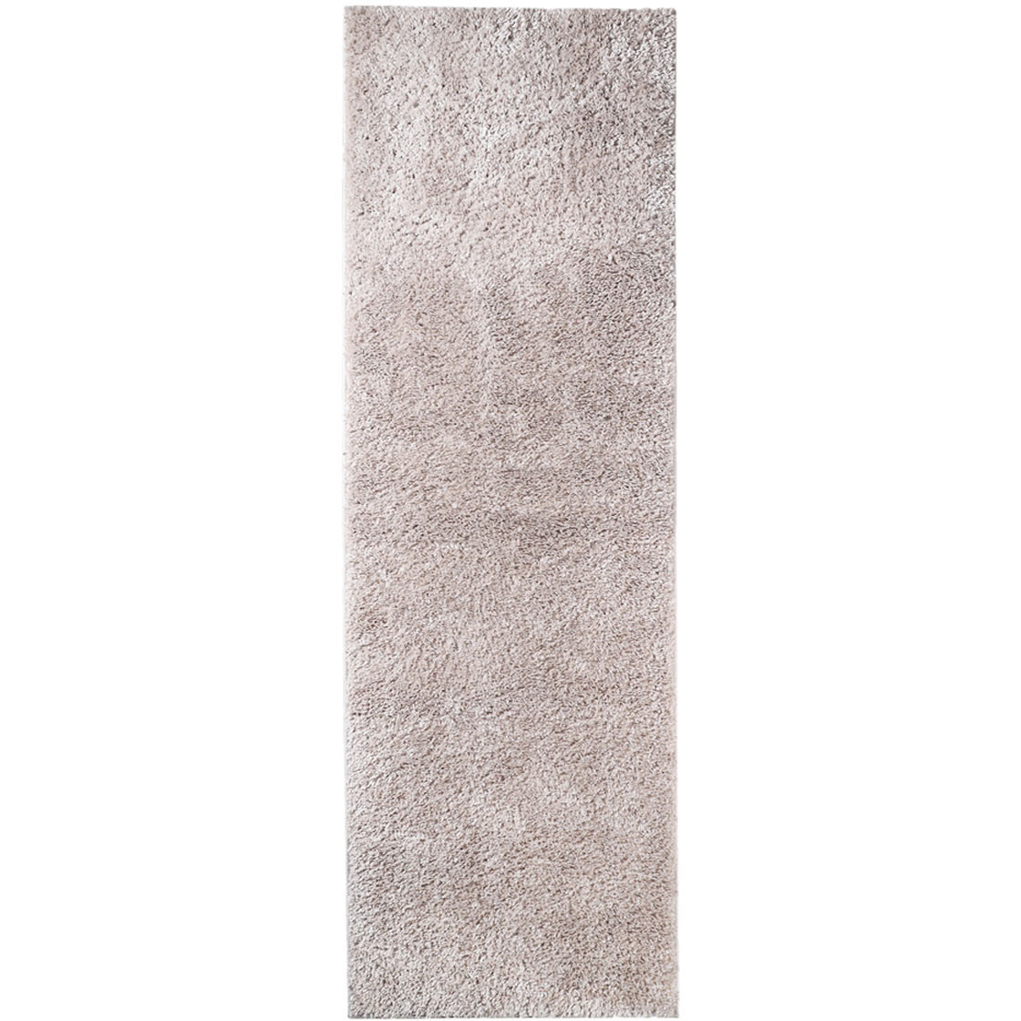8' Beige Shag Stain Resistant Runner Rug