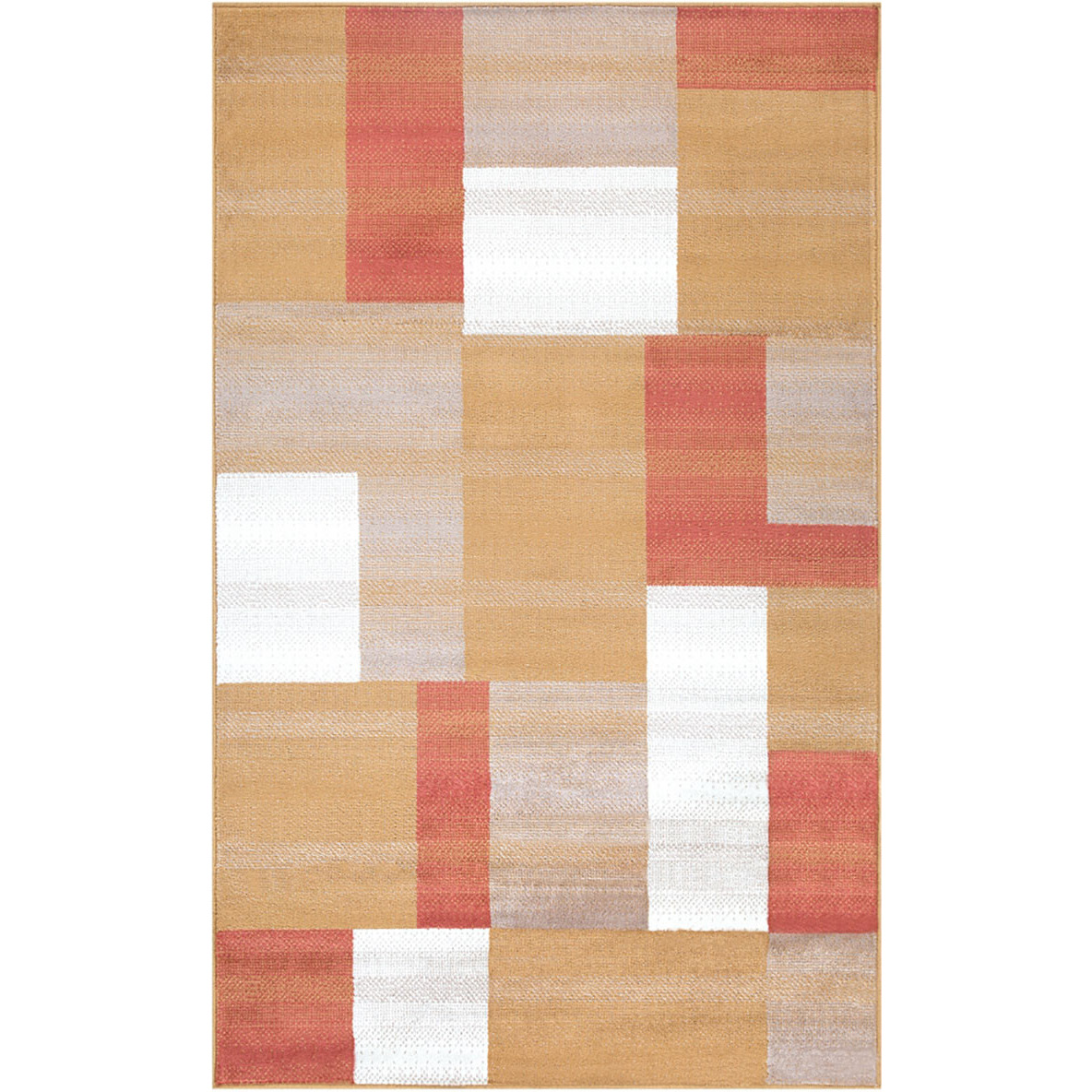 5' X 8' Terra Cotta Patchwork Power Loom Stain Resistant Area Rug