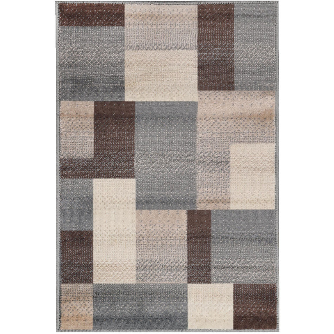 8' X 10' Grey Patchwork Power Loom Stain Resistant Area Rug