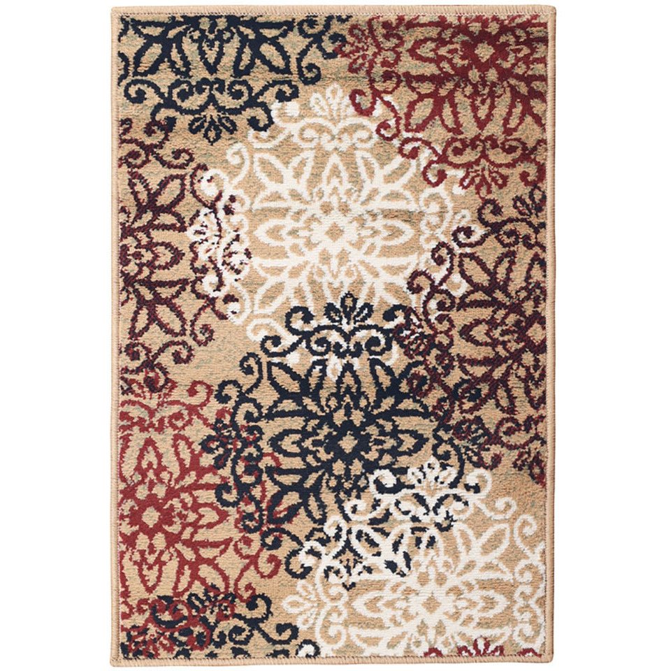 2' X 3' Gold And Gray Medallion Power Loom Stain Resistant Area Rug
