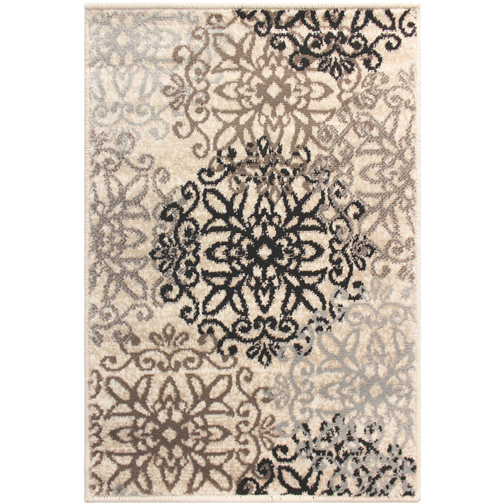 9' X 12' Beige Medallion Power Loom Stain Resistant Area Rug
