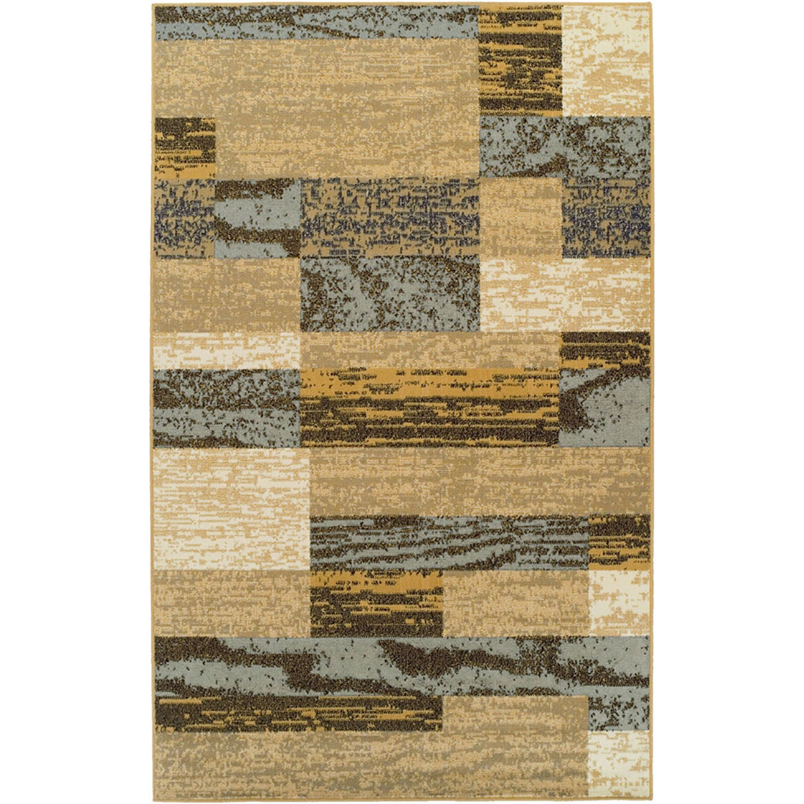 8' X 10' Light Blue And Beige Patchwork Power Loom Stain Resistant Area Rug