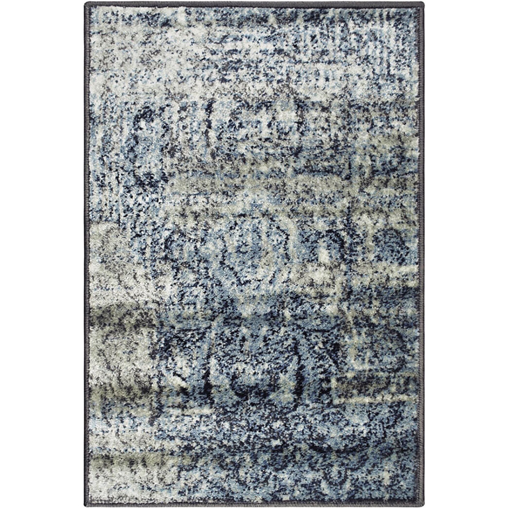 2' X 3' Taupe Abstract Power Loom Distressed Stain Resistant Area Rug
