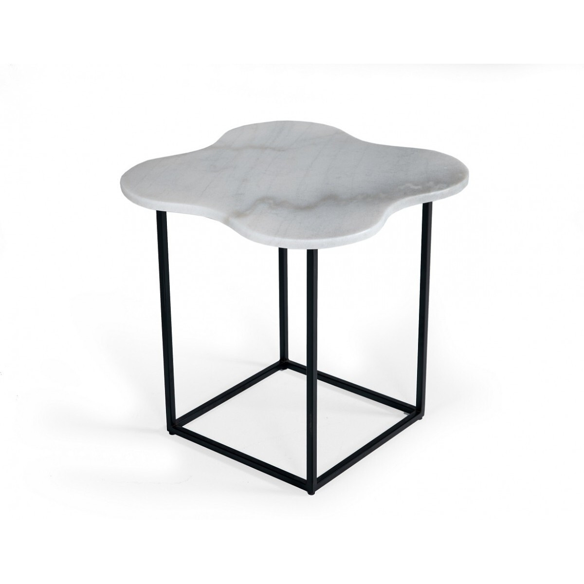 15"" Black And White Marble Free Form End Table