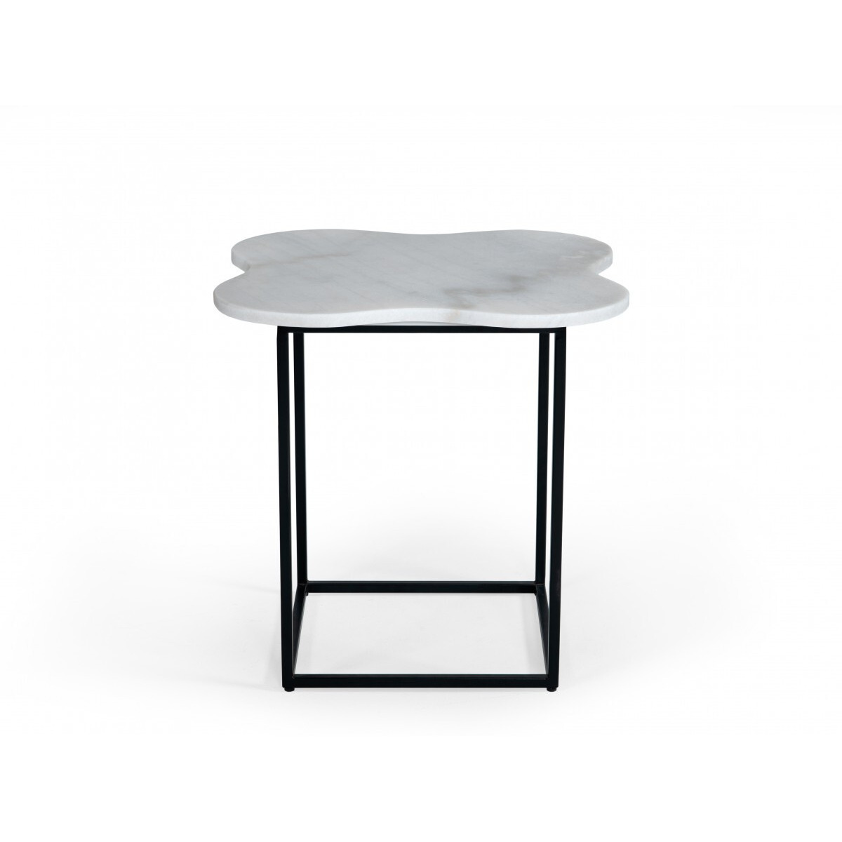 15"" Black And White Marble Free Form End Table