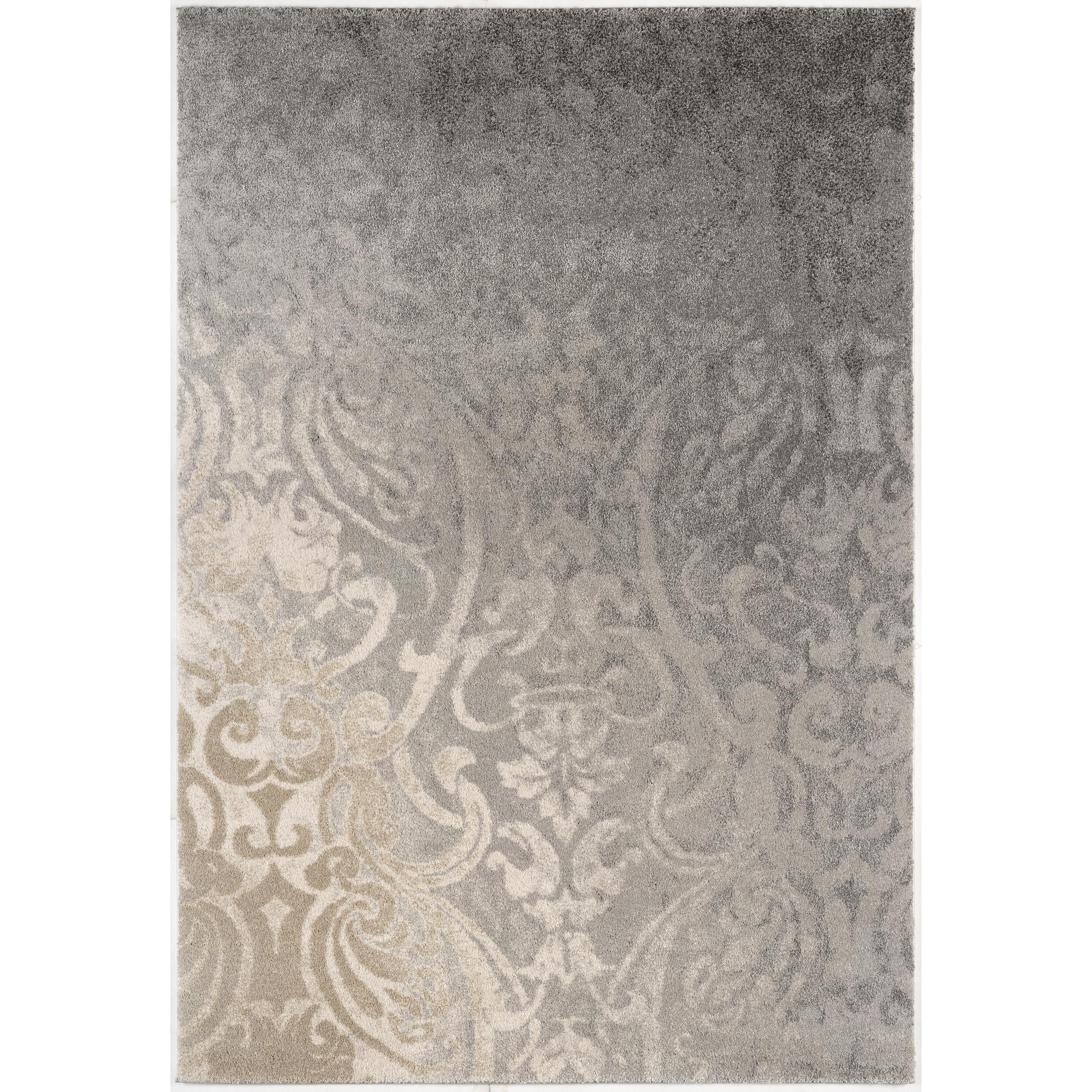 4' X 6' Grey Damask Power Loom Stain Resistant Area Rug