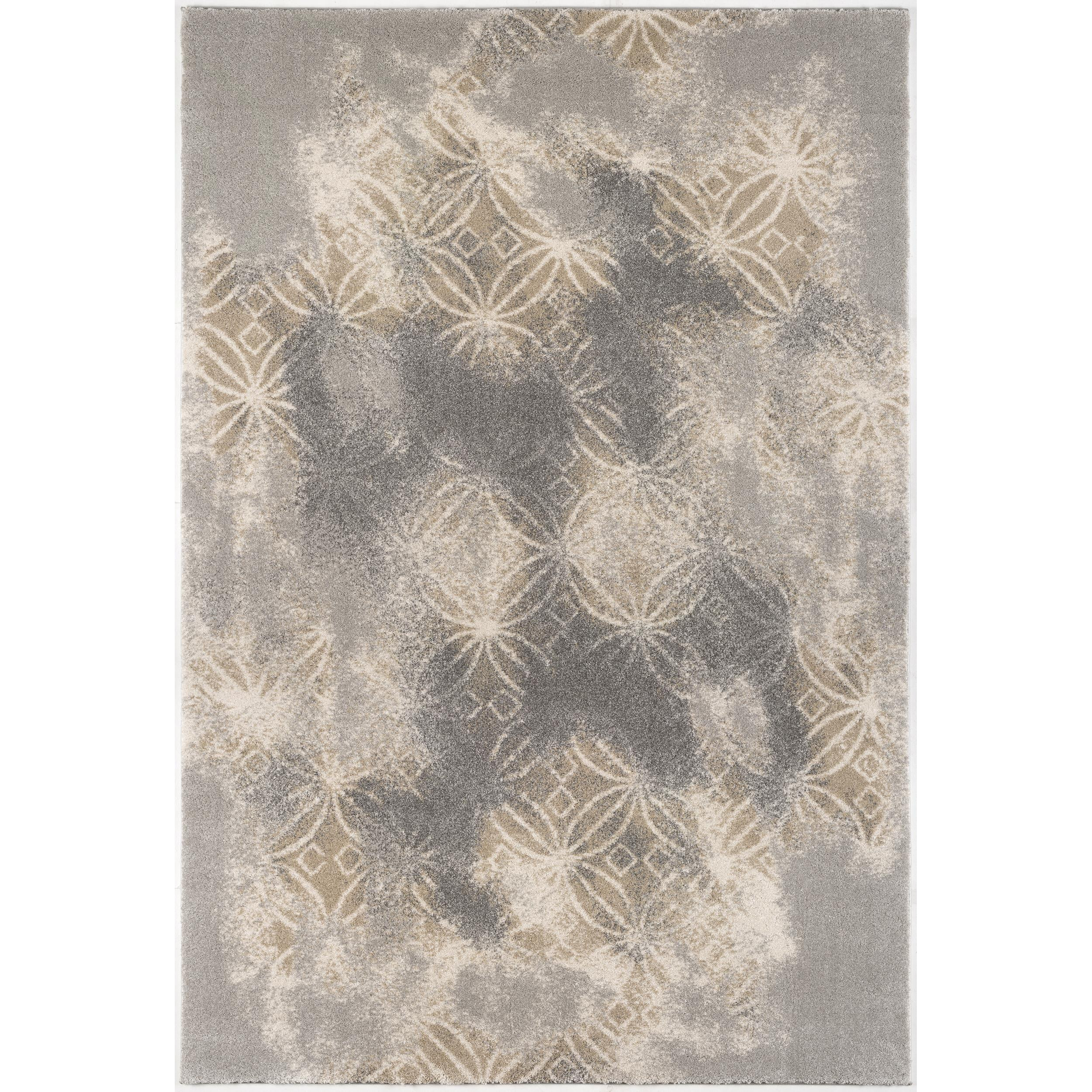 4' X 6' Light Grey Abstract Power Loom Stain Resistant Area Rug